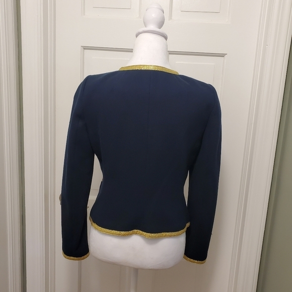 Banana Republic Navy With Gold Metallic Trim Blazer Zip Up Size 6, Business Cas. - Picture 6 of 15